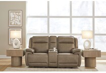 malcesine brown power leather reclining console loveseat   