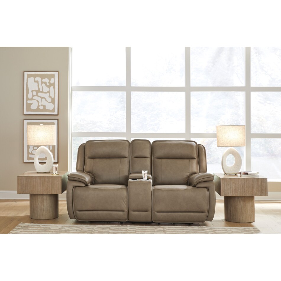 malcesine brown power leather reclining console loveseat   