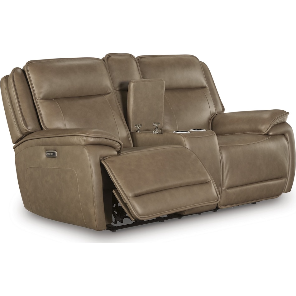 malcesine brown power leather reclining console loveseat   
