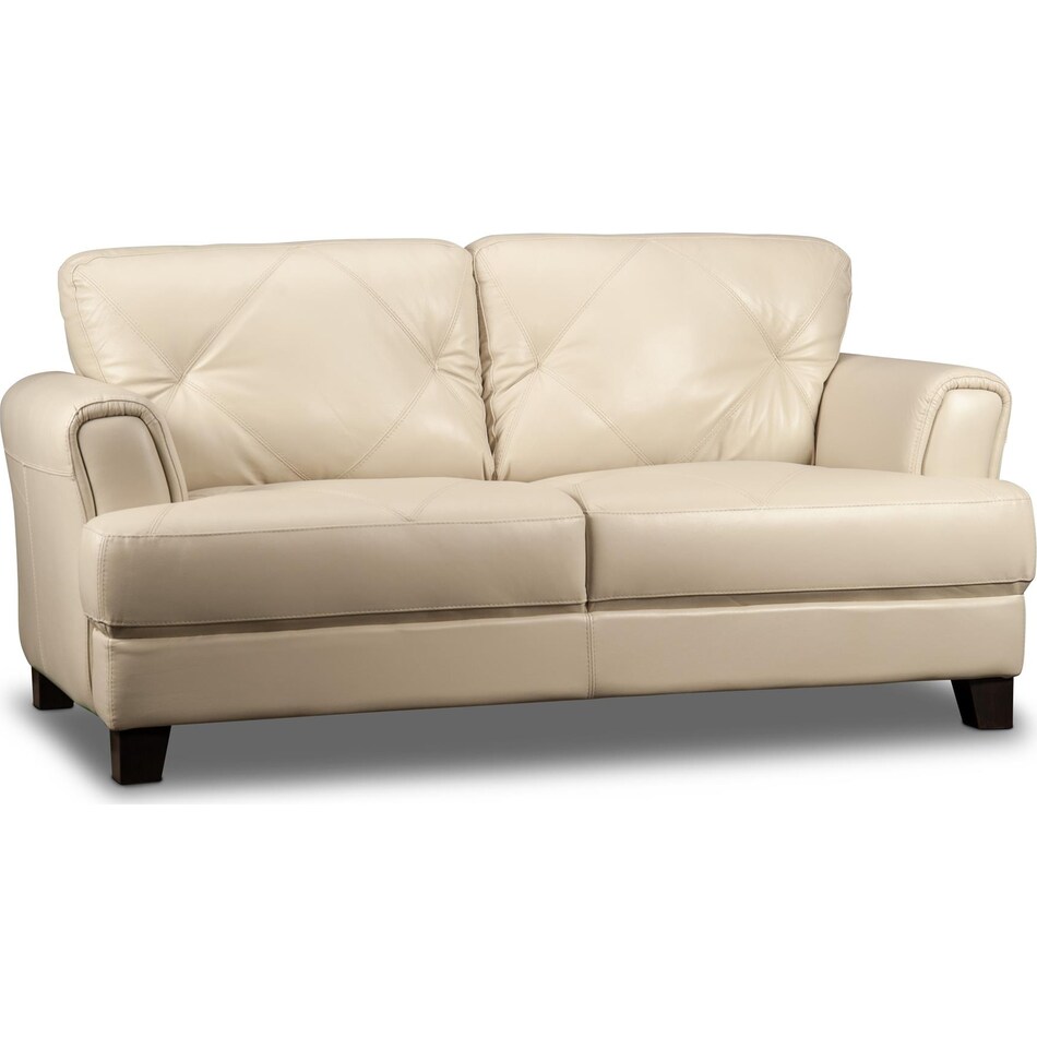 marcellus white leather loveseat   