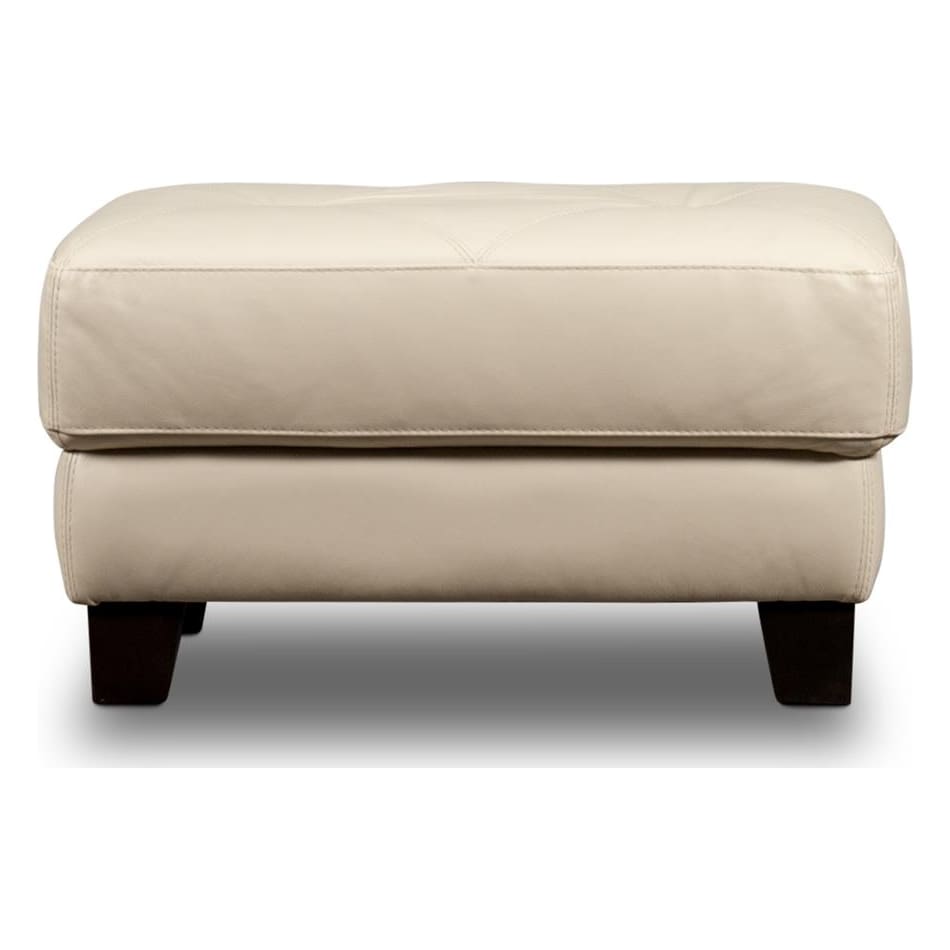 marcellus white leather ottoman   