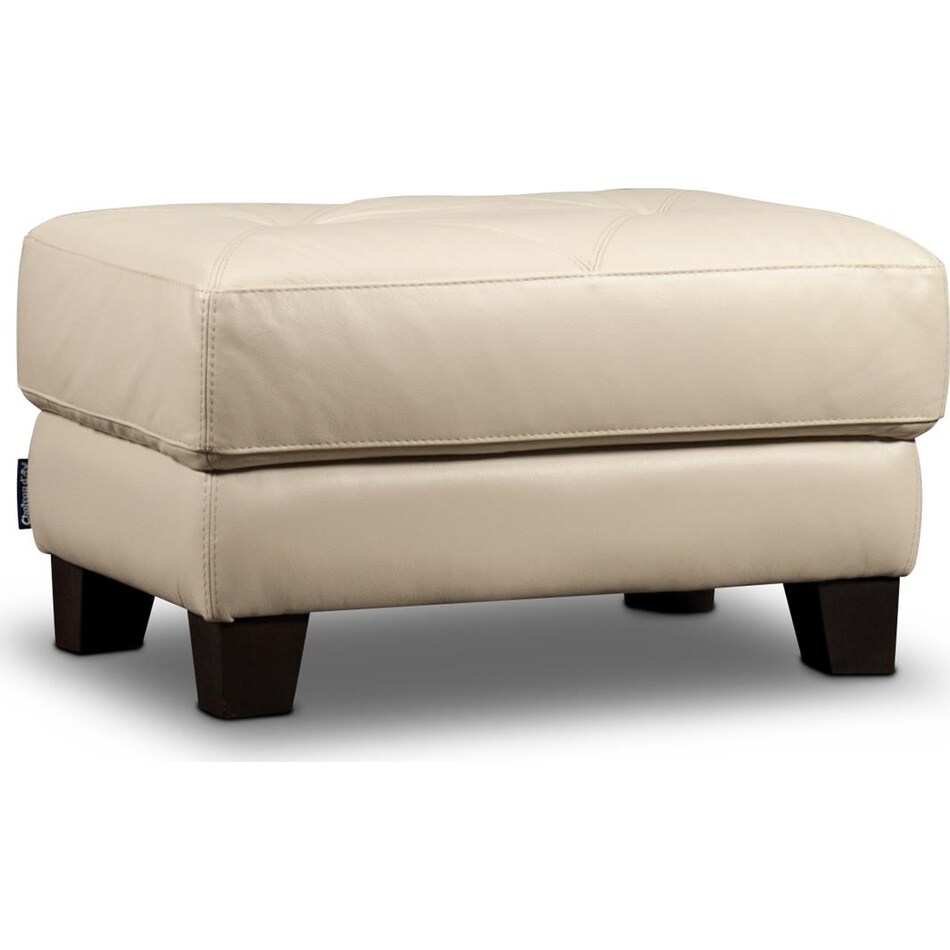 marcellus white leather ottoman   