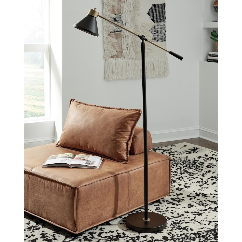 marilee black gold finish floor lamp   