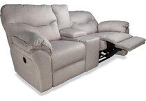marion grey reclining console loveseat   