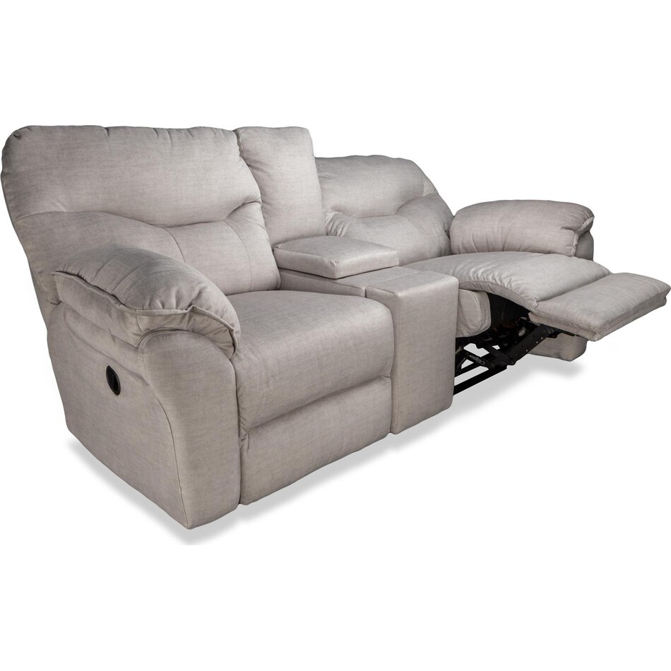 marion grey reclining console loveseat   