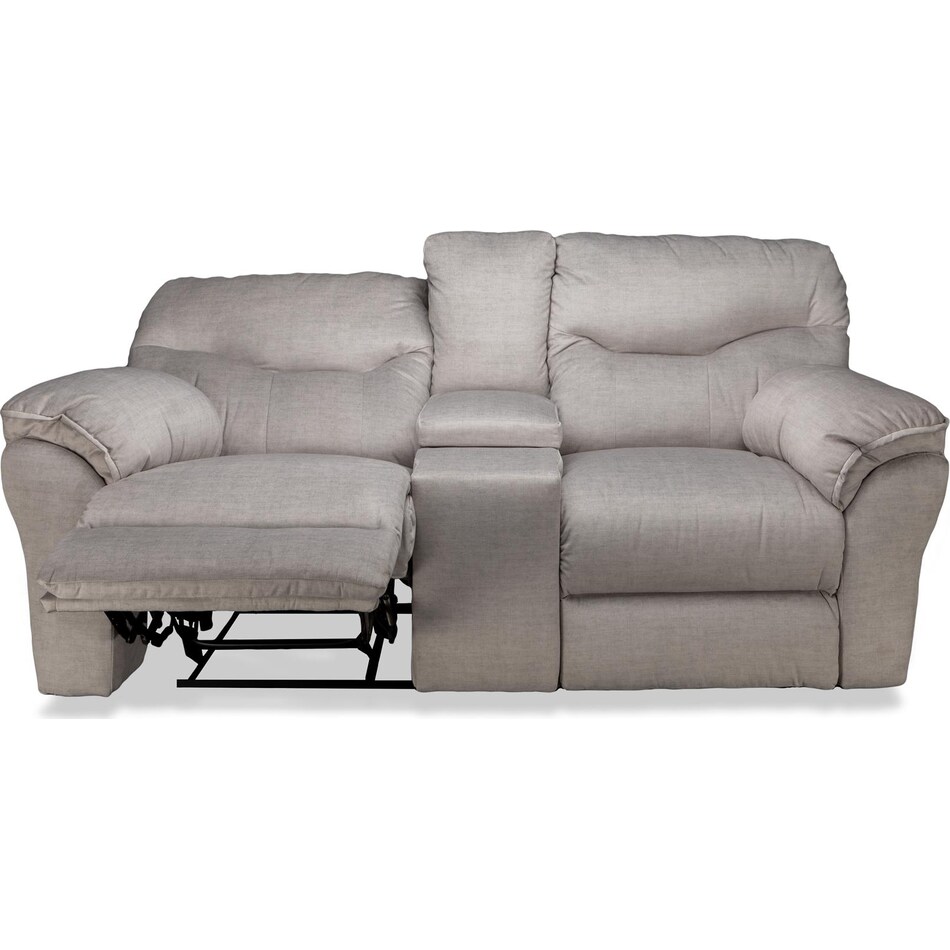 marion grey reclining console loveseat   
