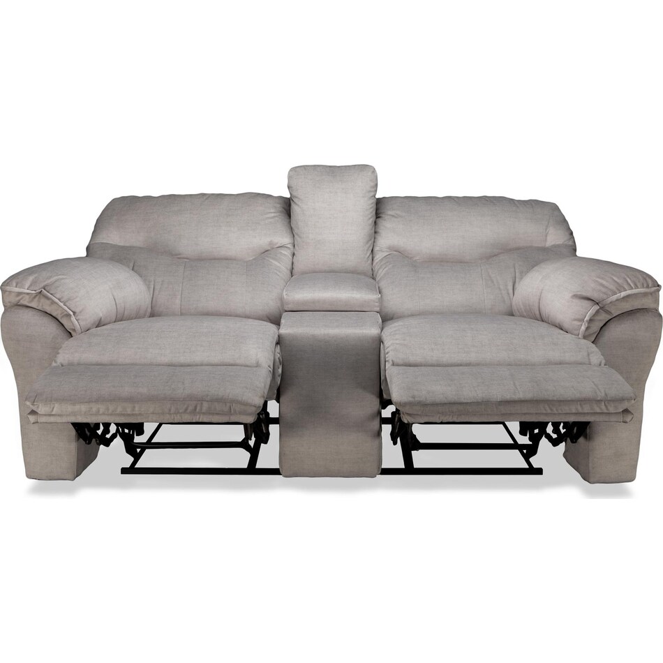 marion grey reclining console loveseat   