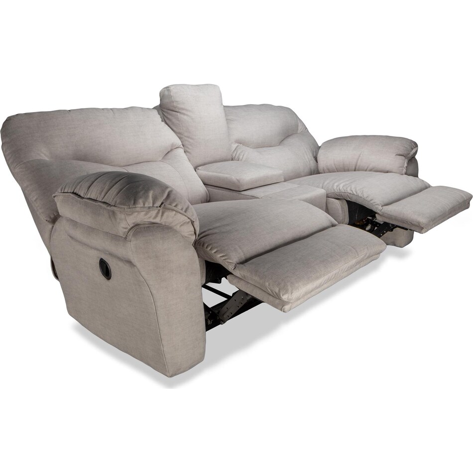 marion grey reclining console loveseat   