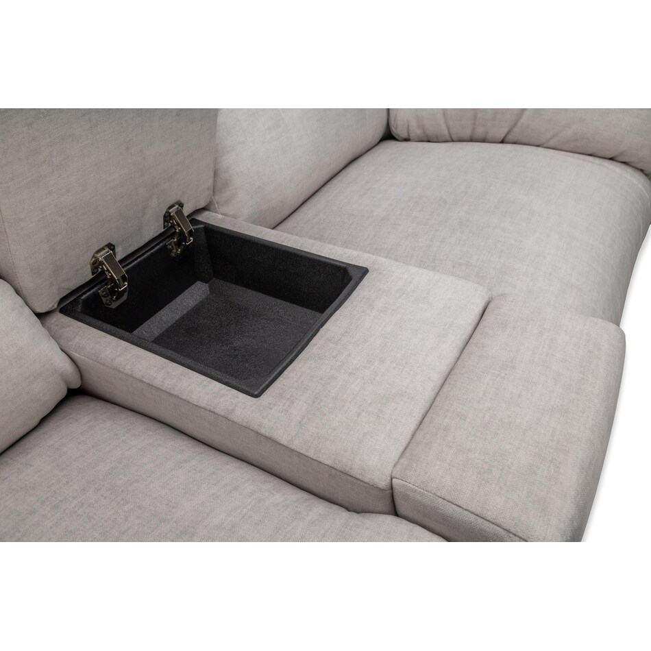marion grey reclining console loveseat   