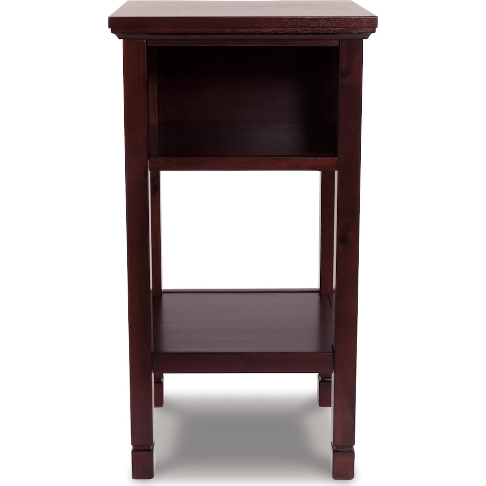 marnville reddish brown chairside table   