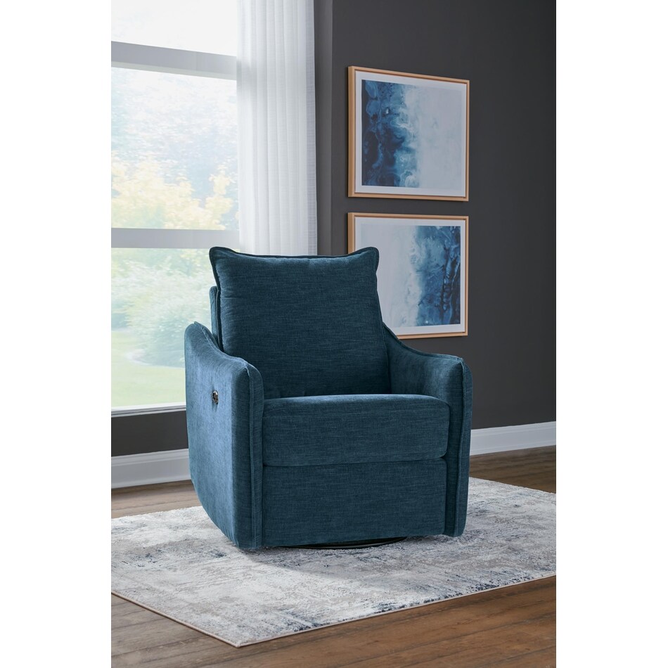 mcburg blue power swivel glider recliner   