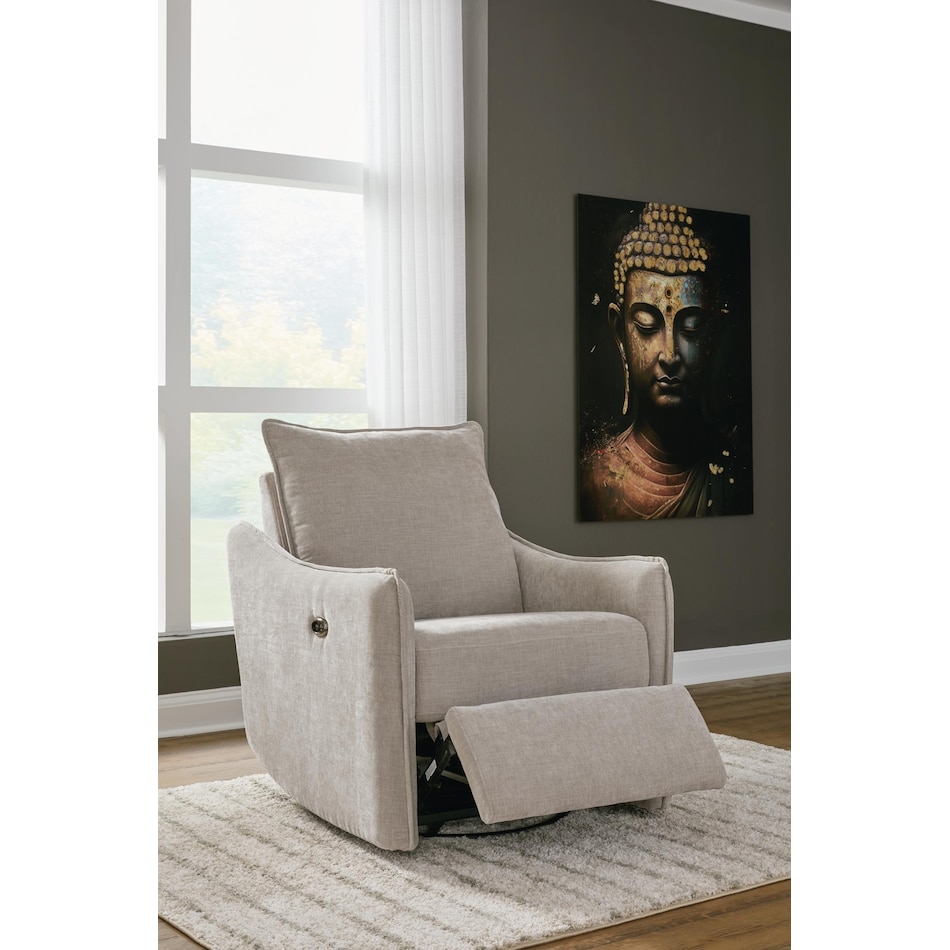 mcburg taupe power swivel glider recliner   