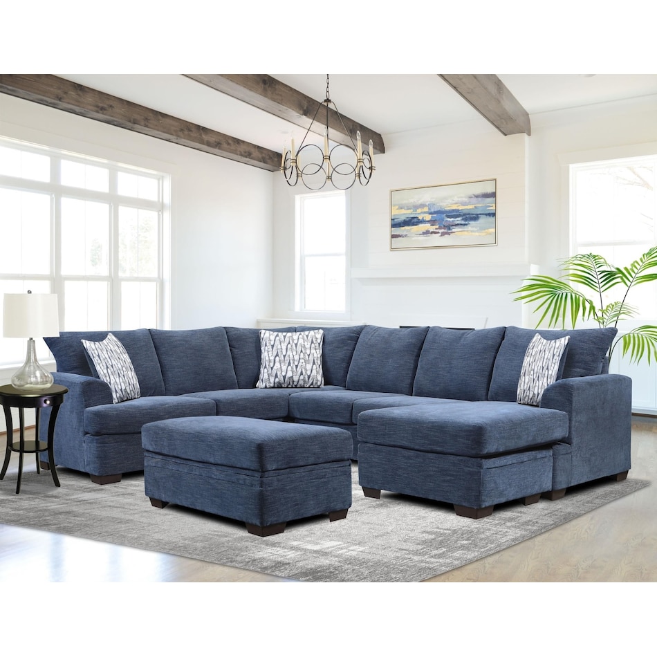 mercer blue ottoman   