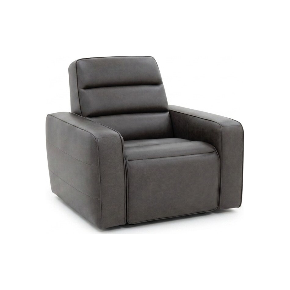 milan slate leathe rpower recliner   