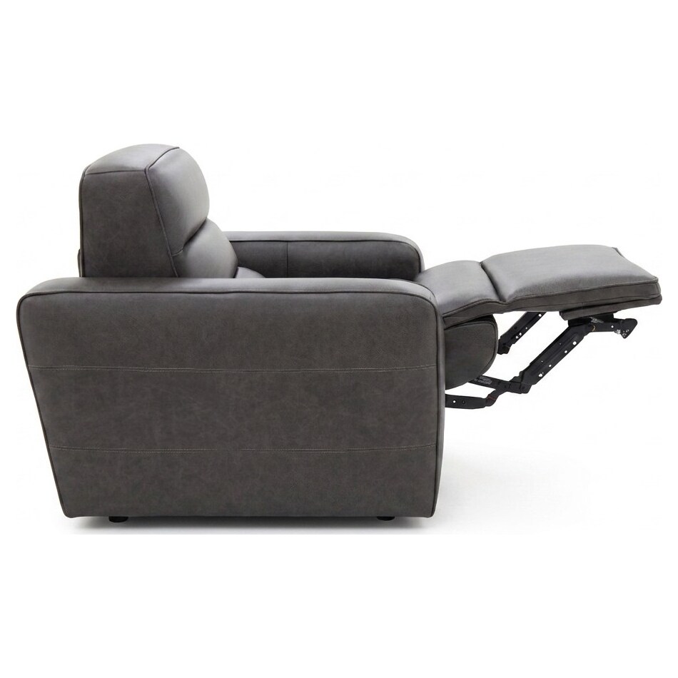 milan slate leathe rpower recliner   