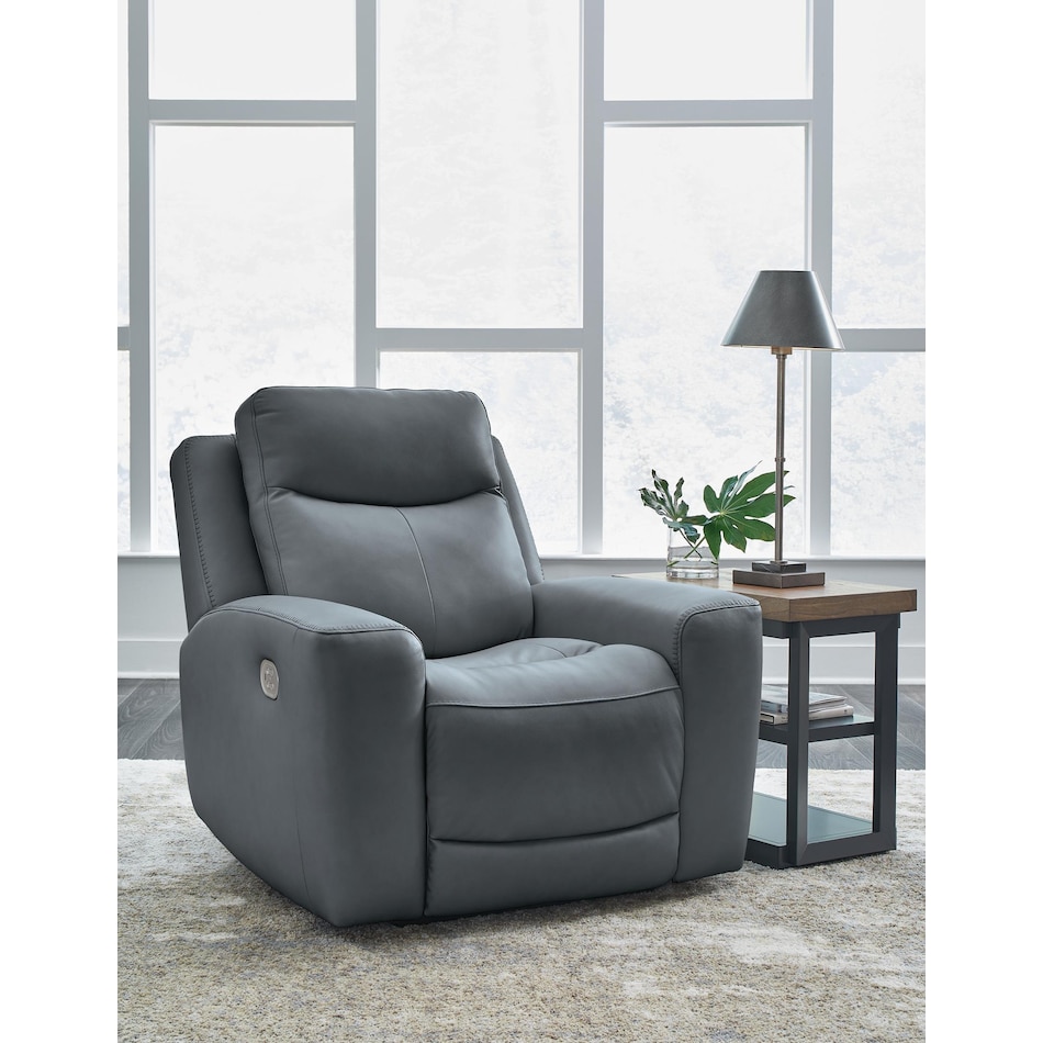 mindanao blue power leather recliner   