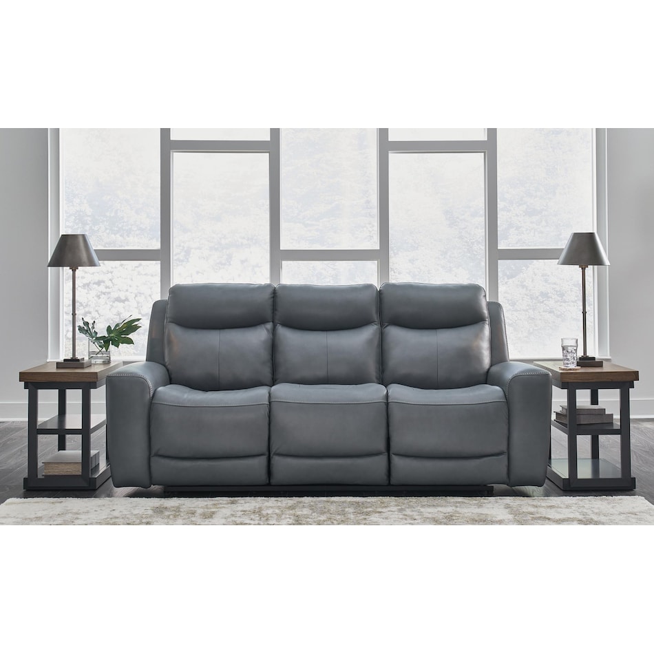 mindanao blue power leather reclining sofa   