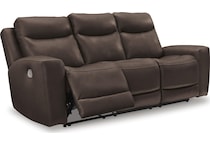 mindanao brown power leather reclining console loveseat   