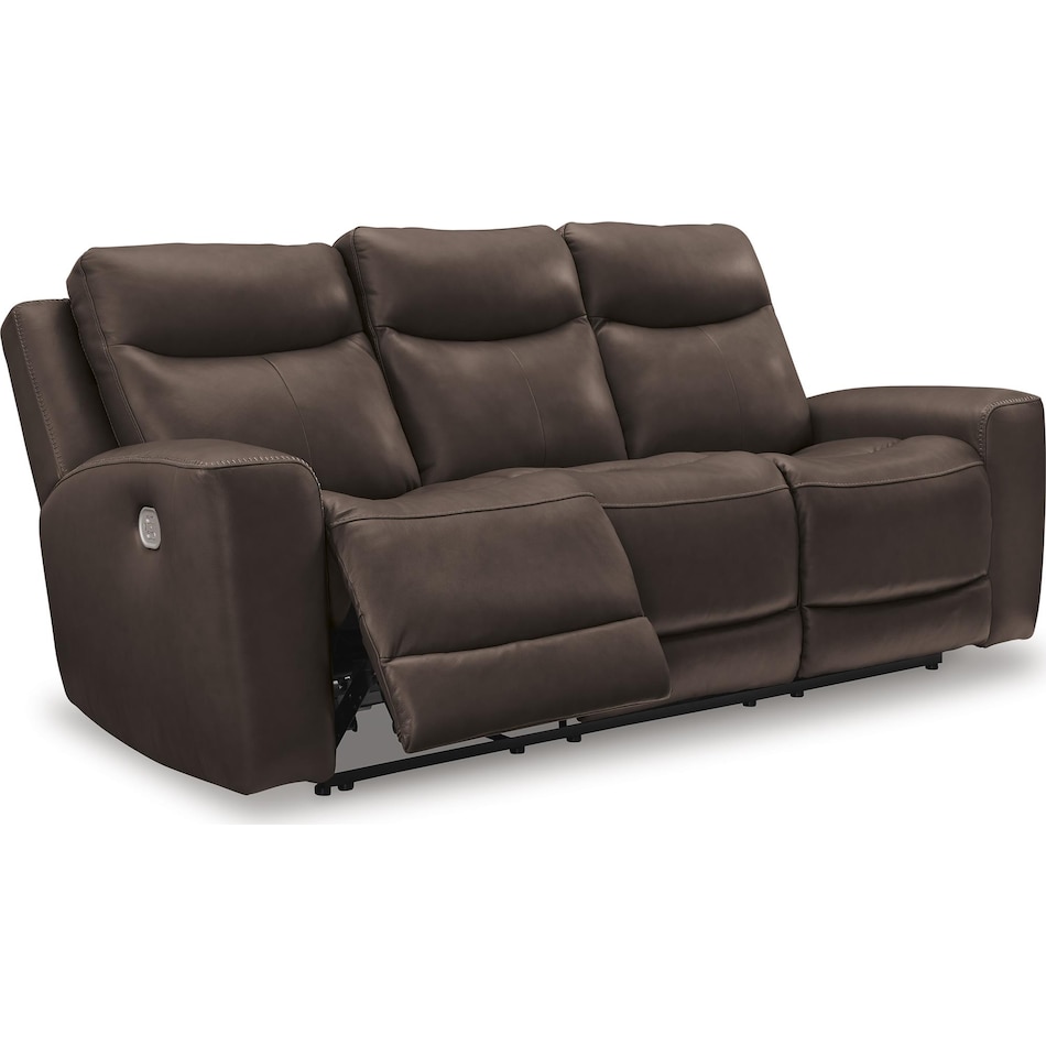 mindanao brown power leather reclining console loveseat   