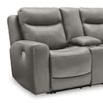 mindanao gray power leather reclining console loveseat   