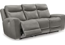 mindanao gray power leather reclining sofa   