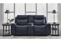 mindanao ocean power leather reclining console loveseat   