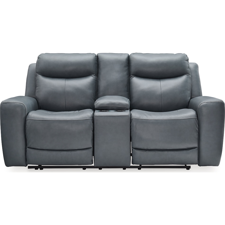 mindanao steel power leather reclining console loveseat   