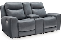 mindanao steel power leather reclining console loveseat   