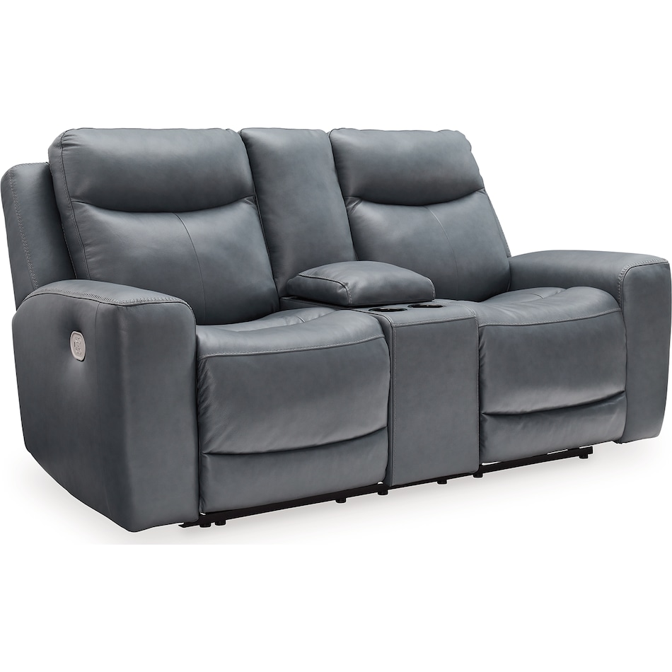 mindanao steel power leather reclining console loveseat   