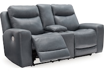 mindanao steel power leather reclining console loveseat   