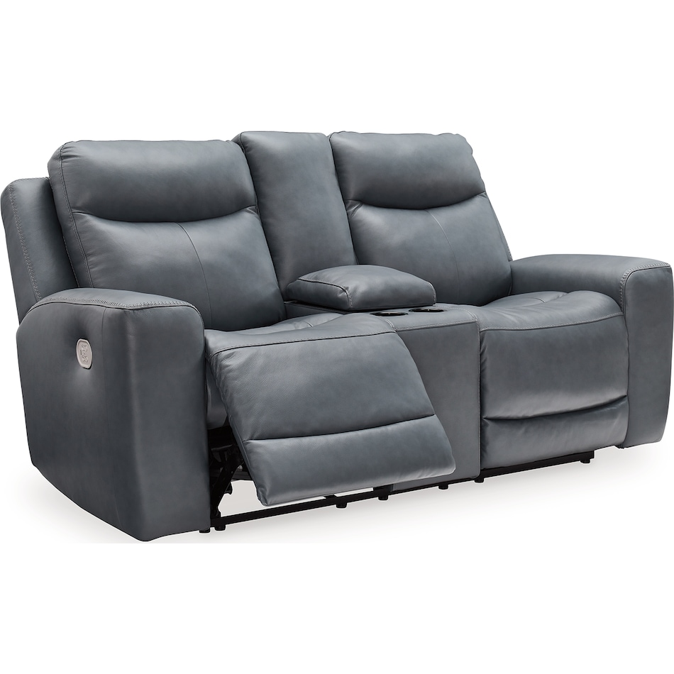 mindanao steel power leather reclining console loveseat   