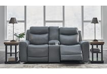 mindanao steel power leather reclining console loveseat   