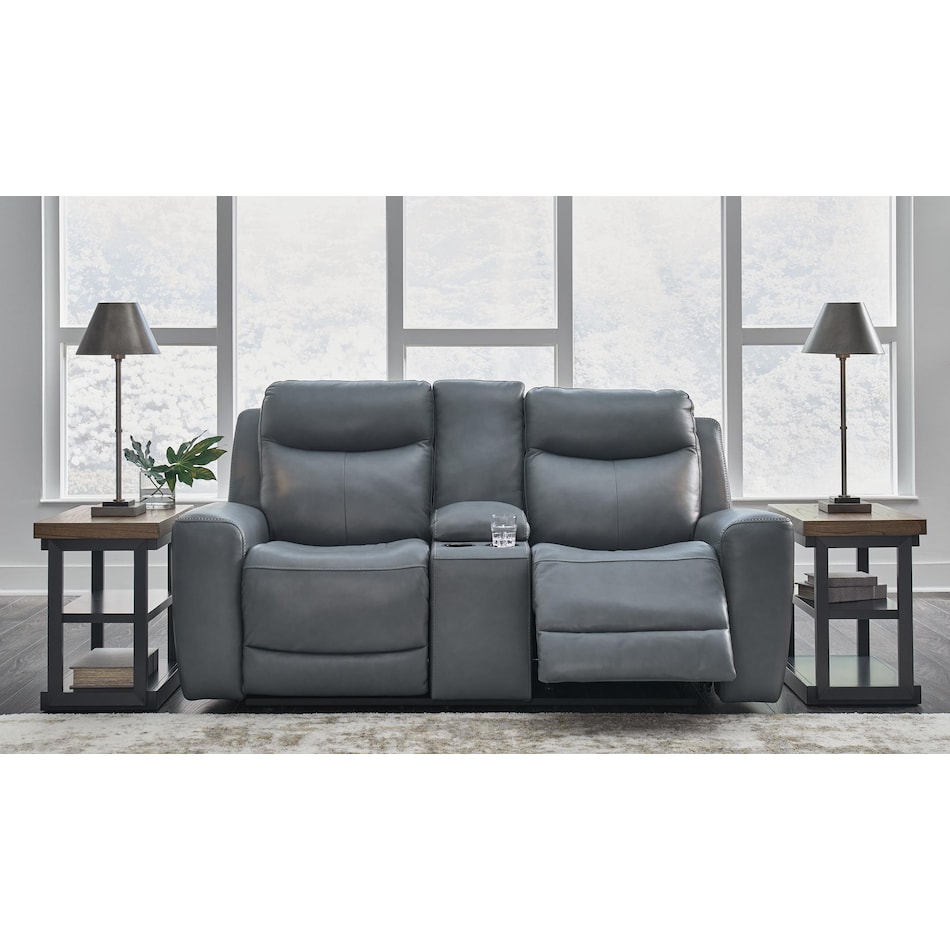 mindanao steel power leather reclining console loveseat   