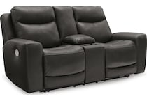 mindanao storm power leather reclining console loveseat   