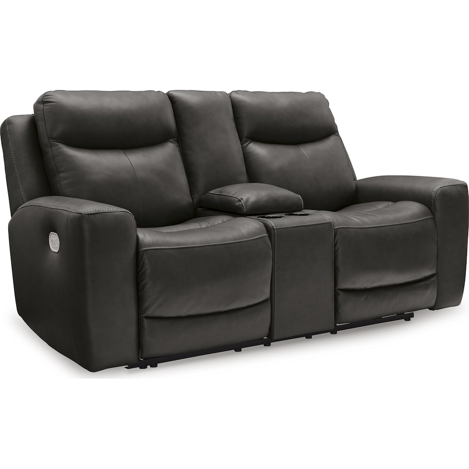 mindanao storm power leather reclining console loveseat   