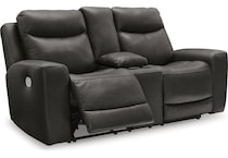 mindanao storm power leather reclining console loveseat   