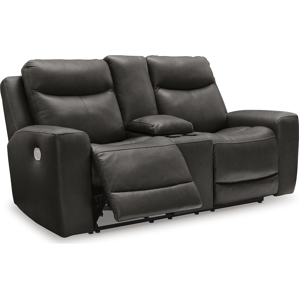 mindanao storm power leather reclining console loveseat   