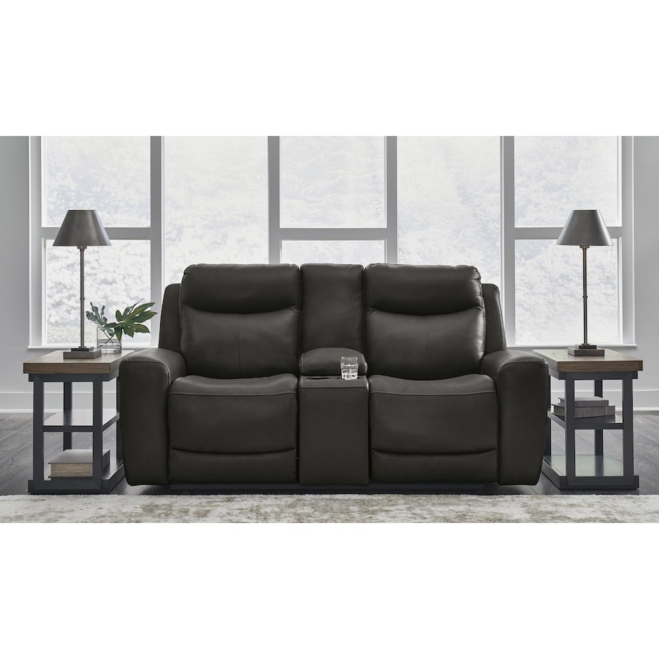 mindanao storm power leather reclining console loveseat   