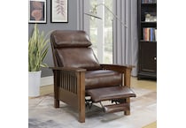 mission brown leather push back recliner   