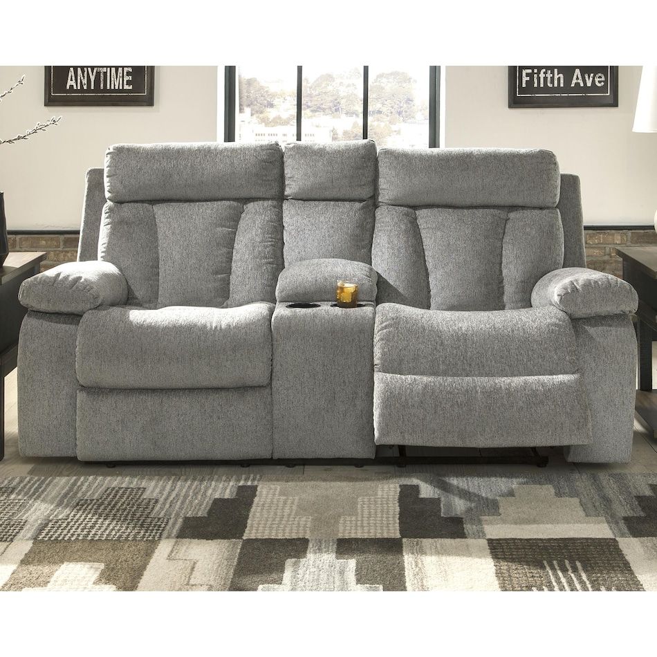mitchiner grey reclining loveseat   