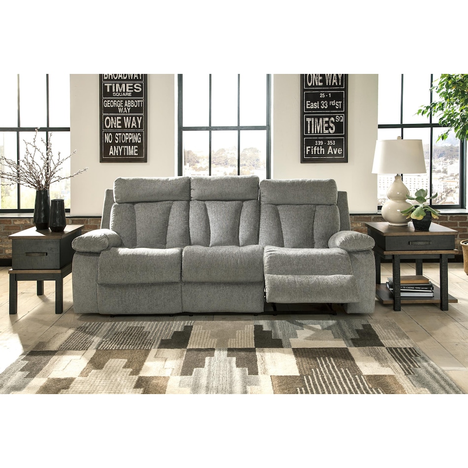 mitchiner grey reclining sofa   