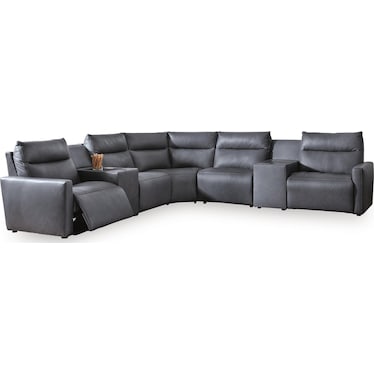 MIYA 7 PIECE LEATHER DUAL POWER RECLINING SECTIONAL