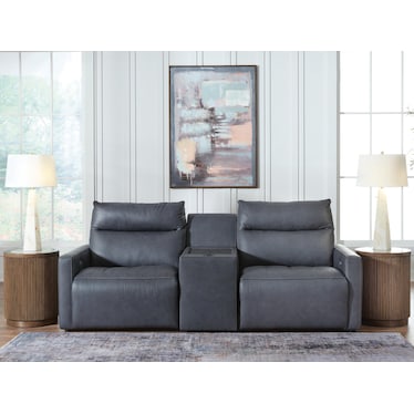 MIYA 2 PIECE LEATHER DUAL POWER RECLINING CONSOLE LOVESEAT
