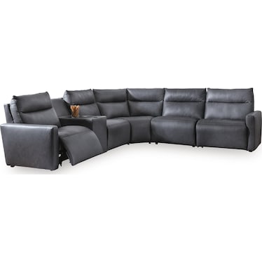 MIYA 6-PIECE LEATHER DUAL POWER RECLINING SECTIONAL