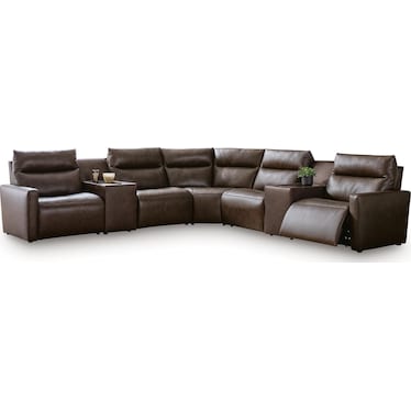 MIYA 7-PIECE LEATHER DUAL POWER RECLINING SECTIONAL