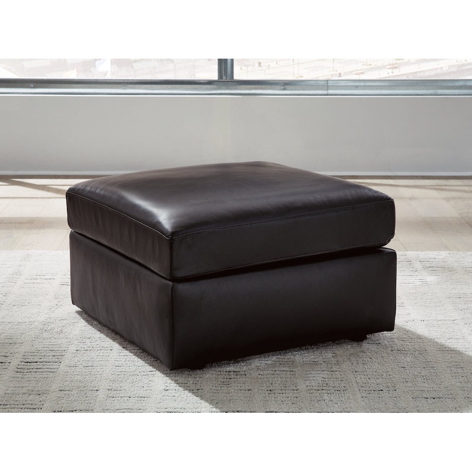 modmax ii black leather ottoman   