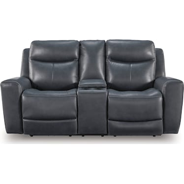 MOMENTUM MOVES LEATHER POWER RECLINING LOVESEAT WITH CONSOLE