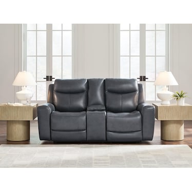 MOMENTUM MOVES LEATHER POWER RECLINING LOVESEAT WITH CONSOLE