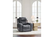 momentum blue power leather recliner   
