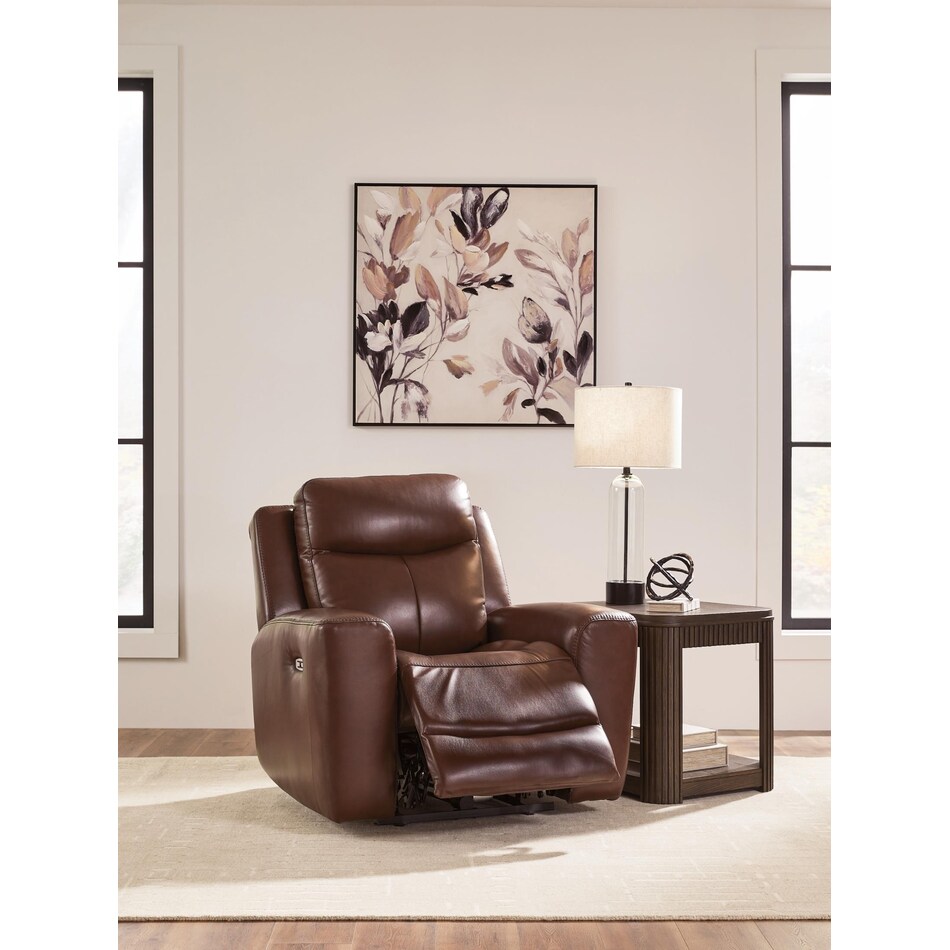 momentum brown power leather recliner   